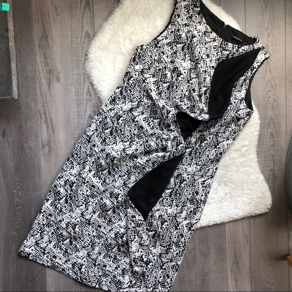 Marina Graphic Black & White Print Sheath Dress 16